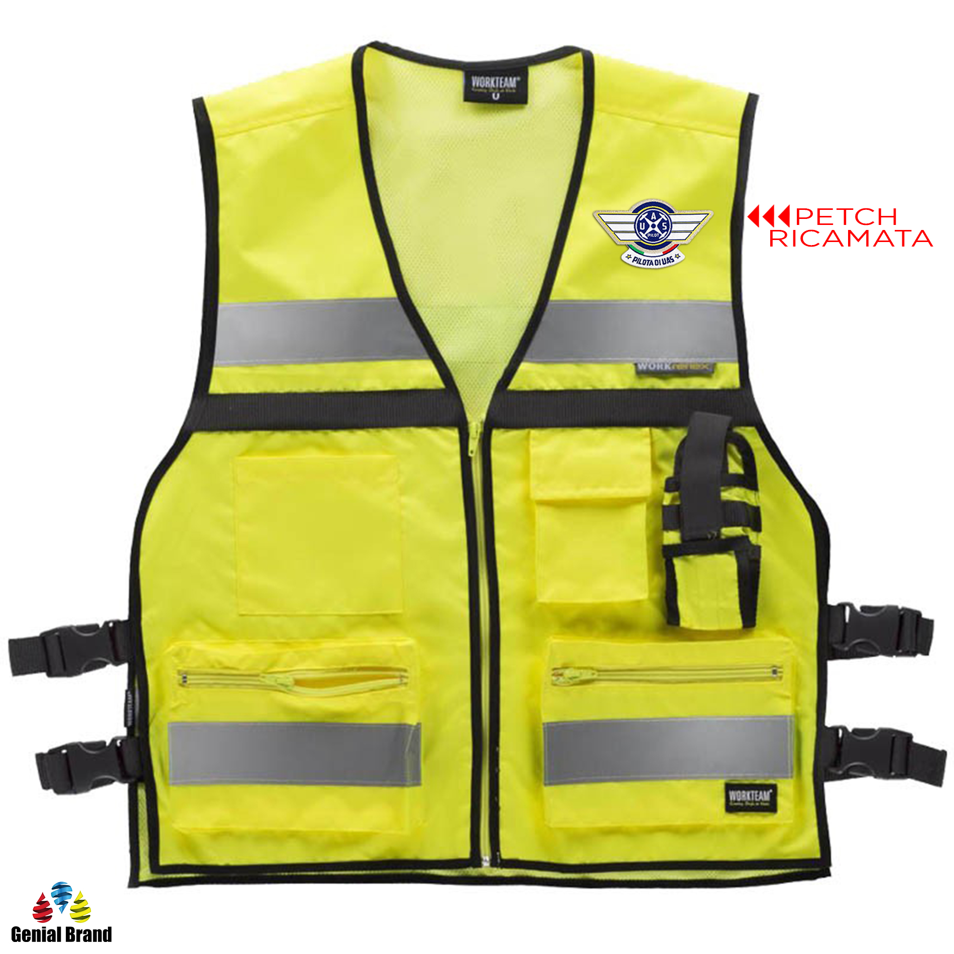 gilet pilota drone giallo fronte